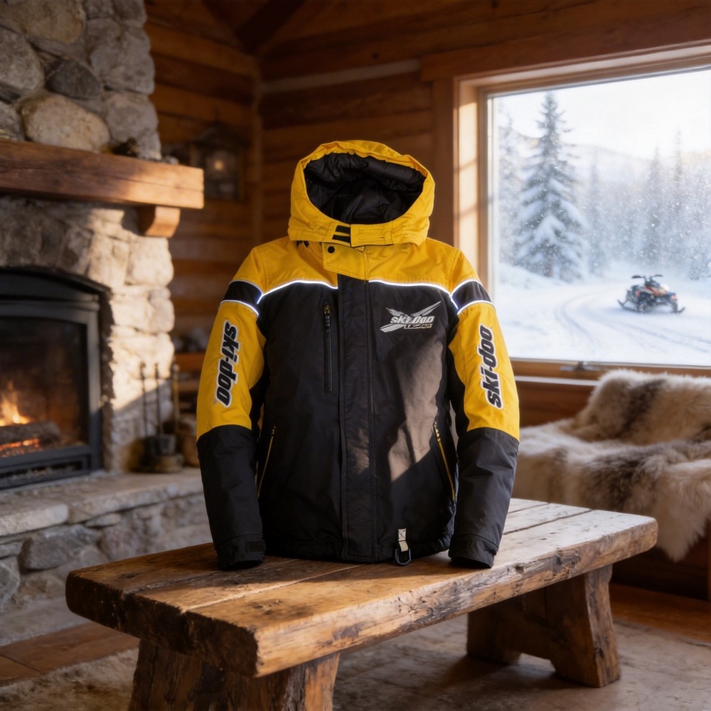 Ski-doo Yellow & Black Snowmobile Jacket Youth Size 12‎ NWOT